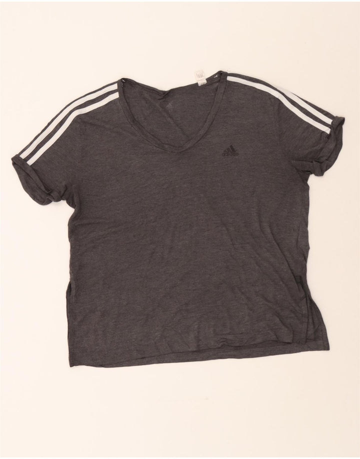 ADIDAS Womens T-Shirt Top UK 16 Large Grey Polyester Vintage Adidas and Second-Hand Adidas from Messina Hembry 