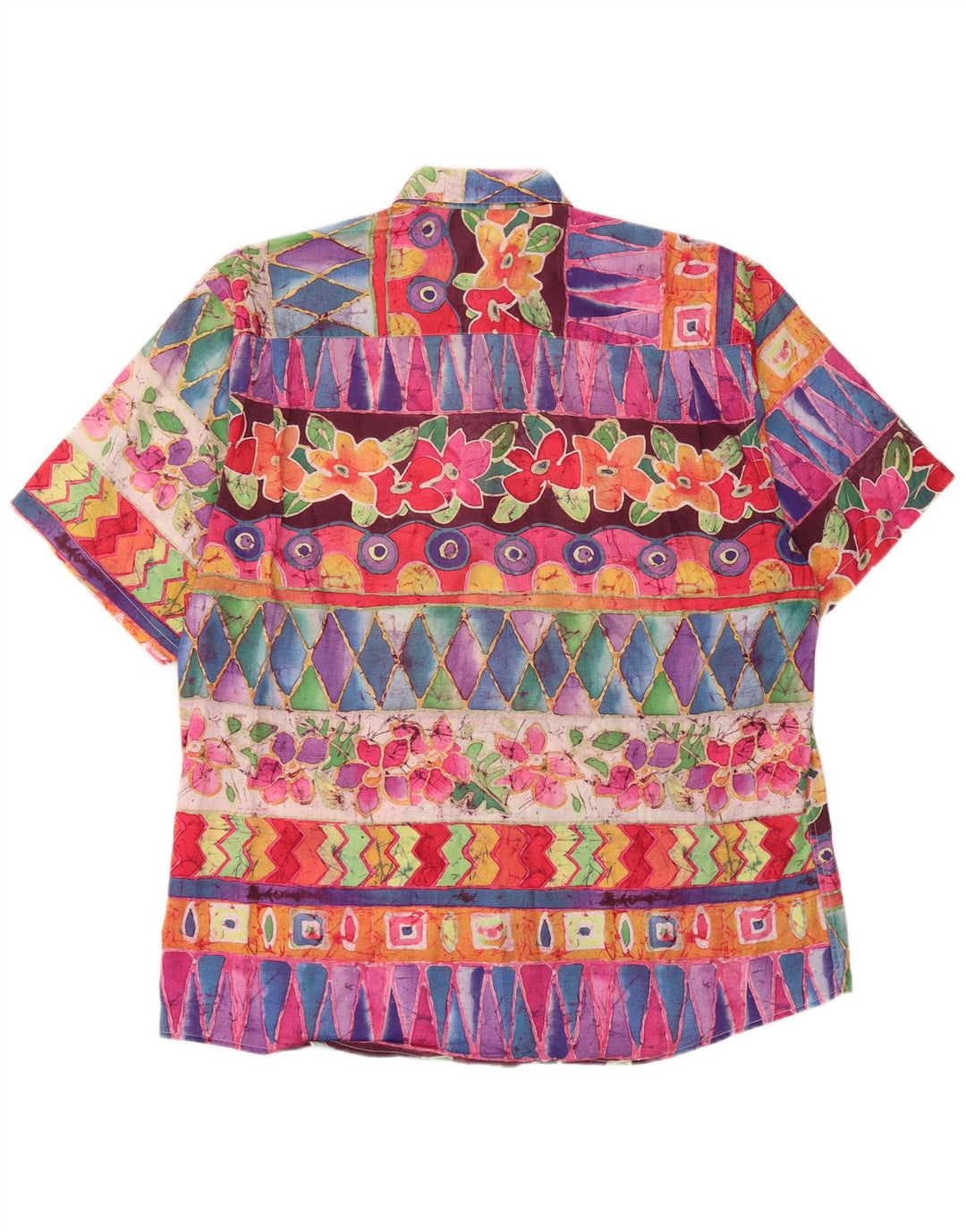 VINTAGE Herren-Kurzarmhemd, groß, mehrfarbig, geometrisch