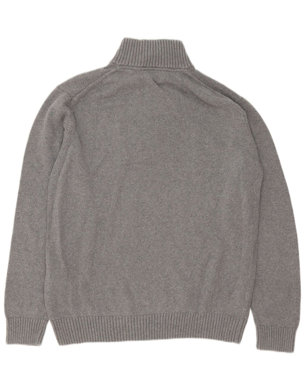 Gant Herren-Pullover mit Reißverschluss am Hals, 2XL, graue Baumwolle