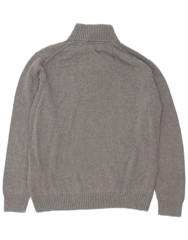 Gant Herren-Pullover mit Reißverschluss am Hals, 2XL, graue Baumwolle