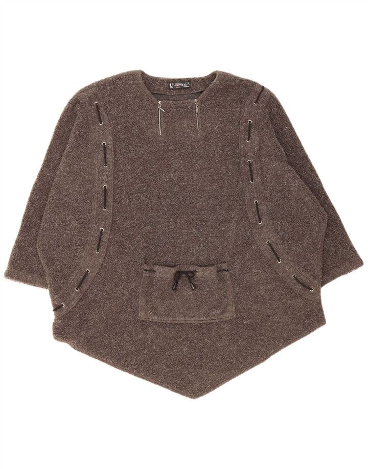VINTAGE Damen Übergroßer Pullover mit U-Boot-Ausschnitt, UK 14, Mittelgrau