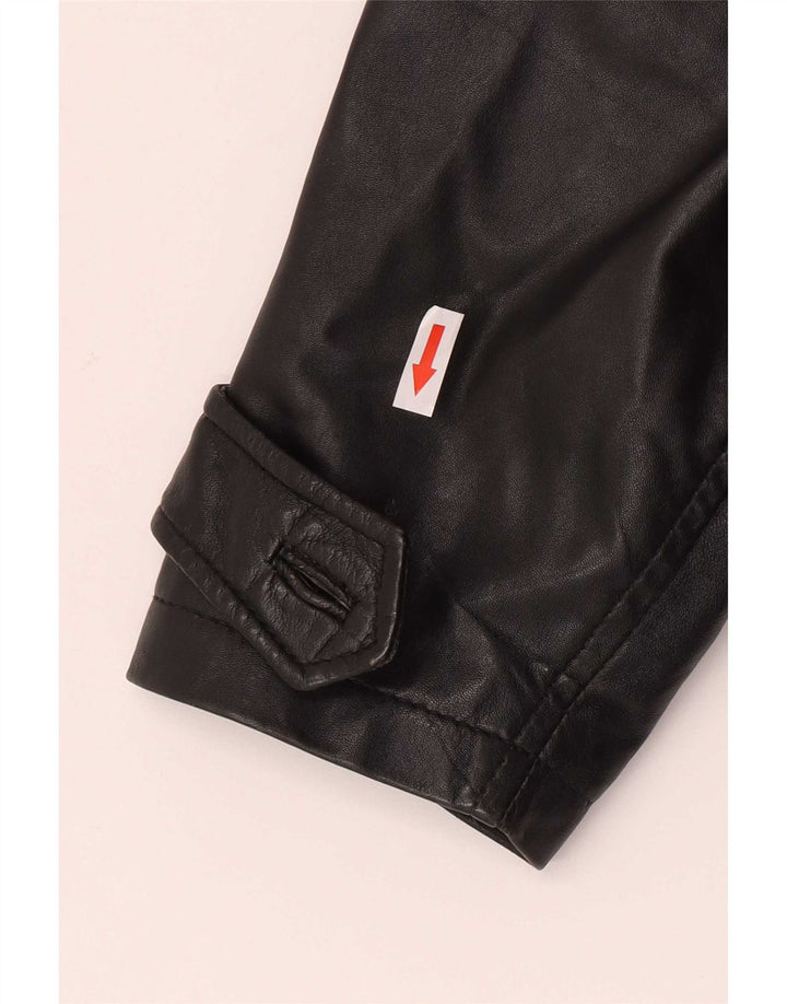 Vintage Damen Übergroße Lederjacke UK 10 Small Schwarz