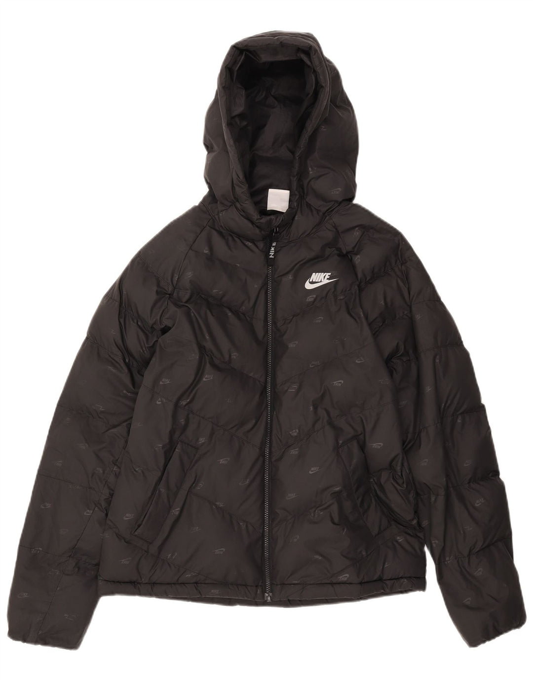 Nike Jungen gepolsterte Jacke mit grafischer Kapuze, 13–14 Jahre, XL, schwarzes Polyester