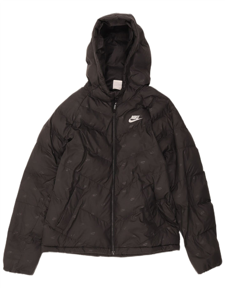 Nike Jungen gepolsterte Jacke mit grafischer Kapuze, 13–14 Jahre, XL, schwarzes Polyester