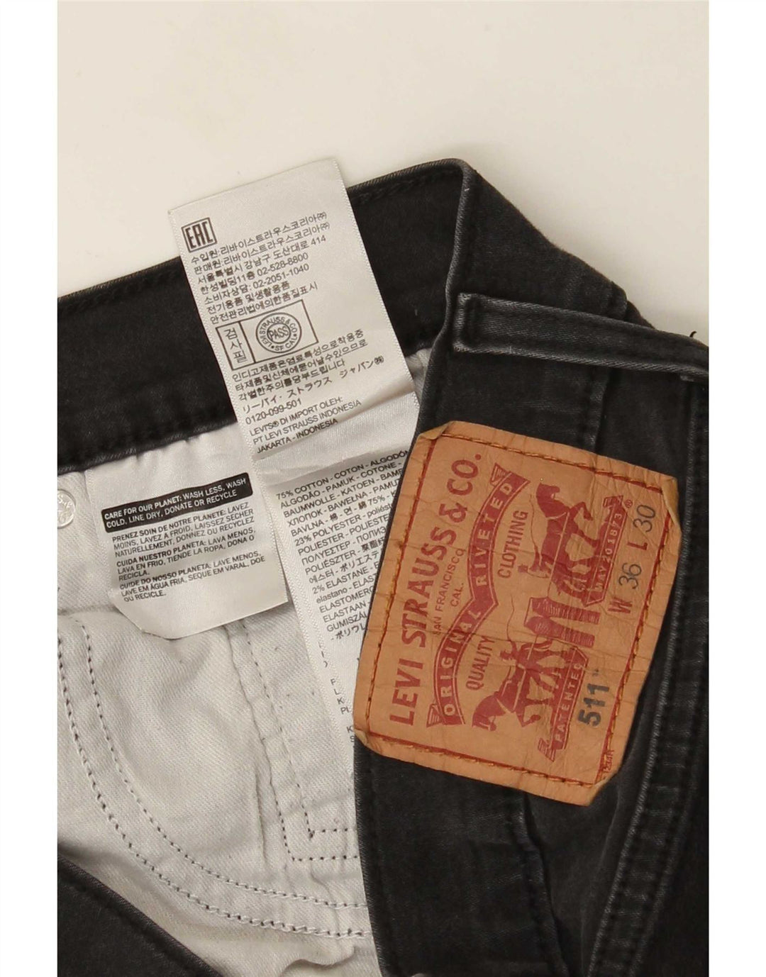 Levi's Herren 511 Slim Jeans W36 L30 schwarze Baumwolle