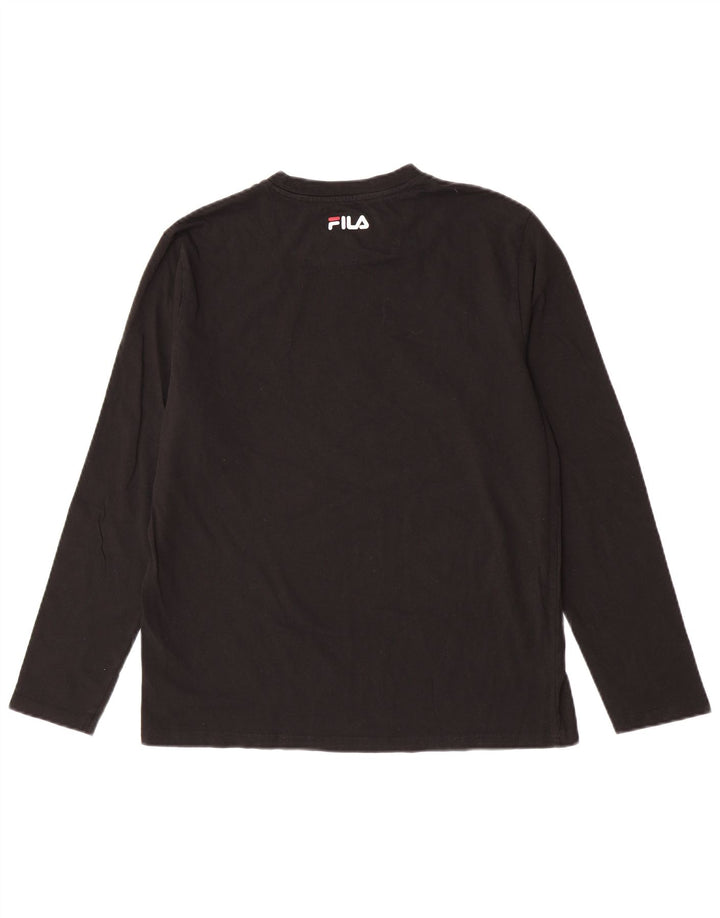 Fila Herren-Grafik-Oberteil, langärmelig, groß, schwarze Baumwolle