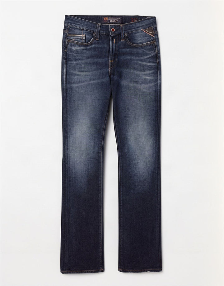 Replay Herren Waitom Straight Jeans W30 L34 Marineblau Baumwolle