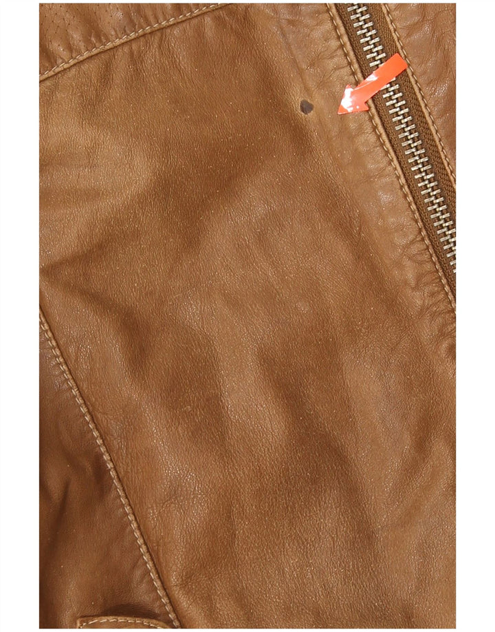 Trussardi Jeans Herren Lederjacke UK 38 Mittelbraunes Leder