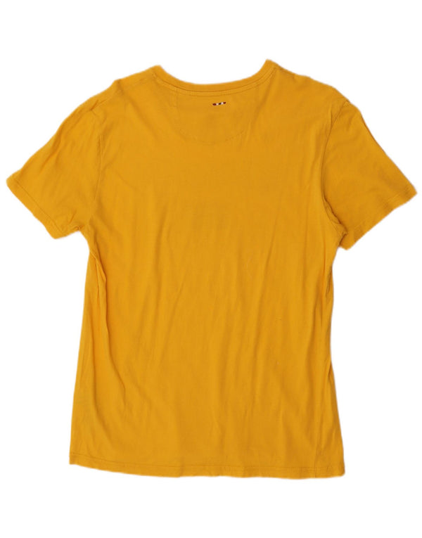 Napapijri Damen Grafik-T-Shirt Top UK 10 Small Gelb Baumwolle