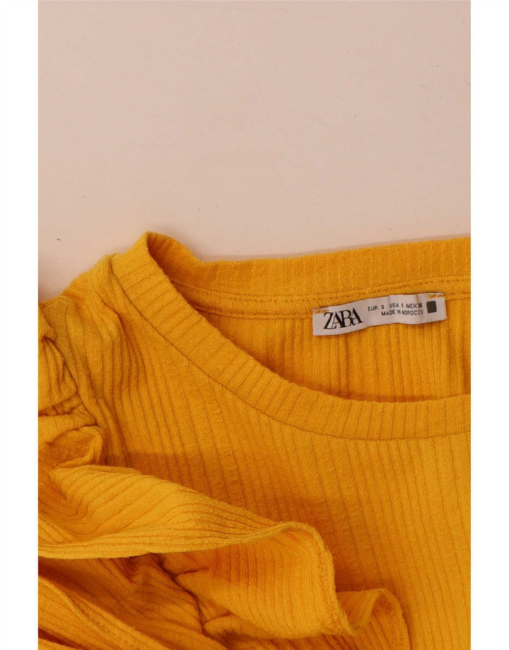 Zara Damen Bluse Top UK 10 Small Gelb
