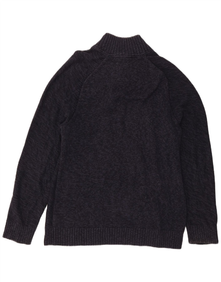 Fat Face Herren-Pullover mit Knopfkragen, groß, marineblaue Wolle