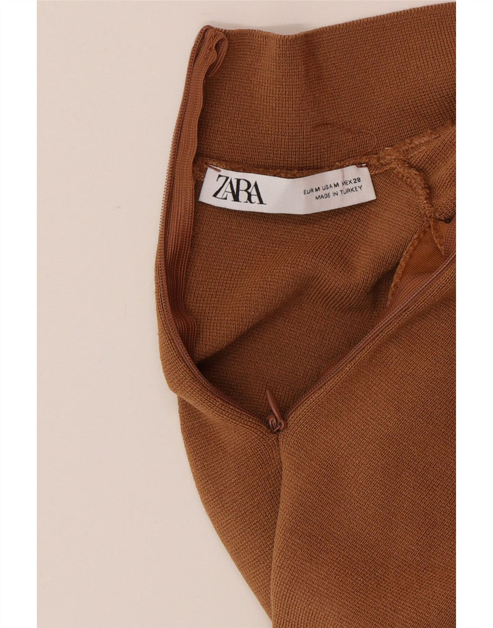 Zara Damen Ärmelloses Crop Top UK 12 Mittelbraunes Polyamid