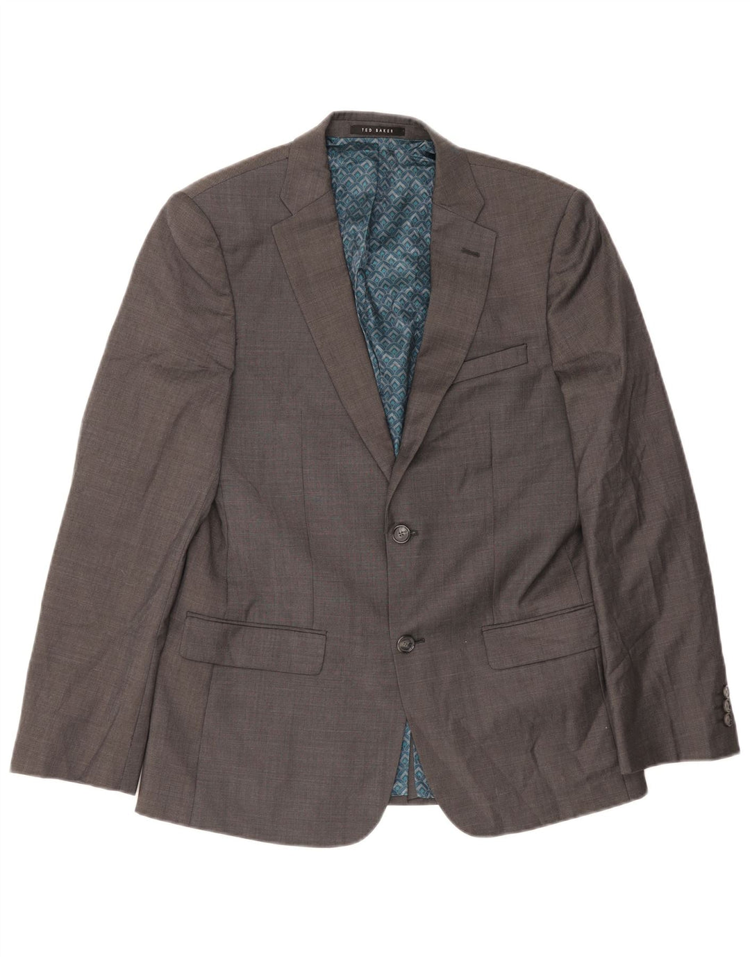 Ted Baker Herren-Blazer mit 2 Knöpfen, UK 38, mittelgraue Wolle