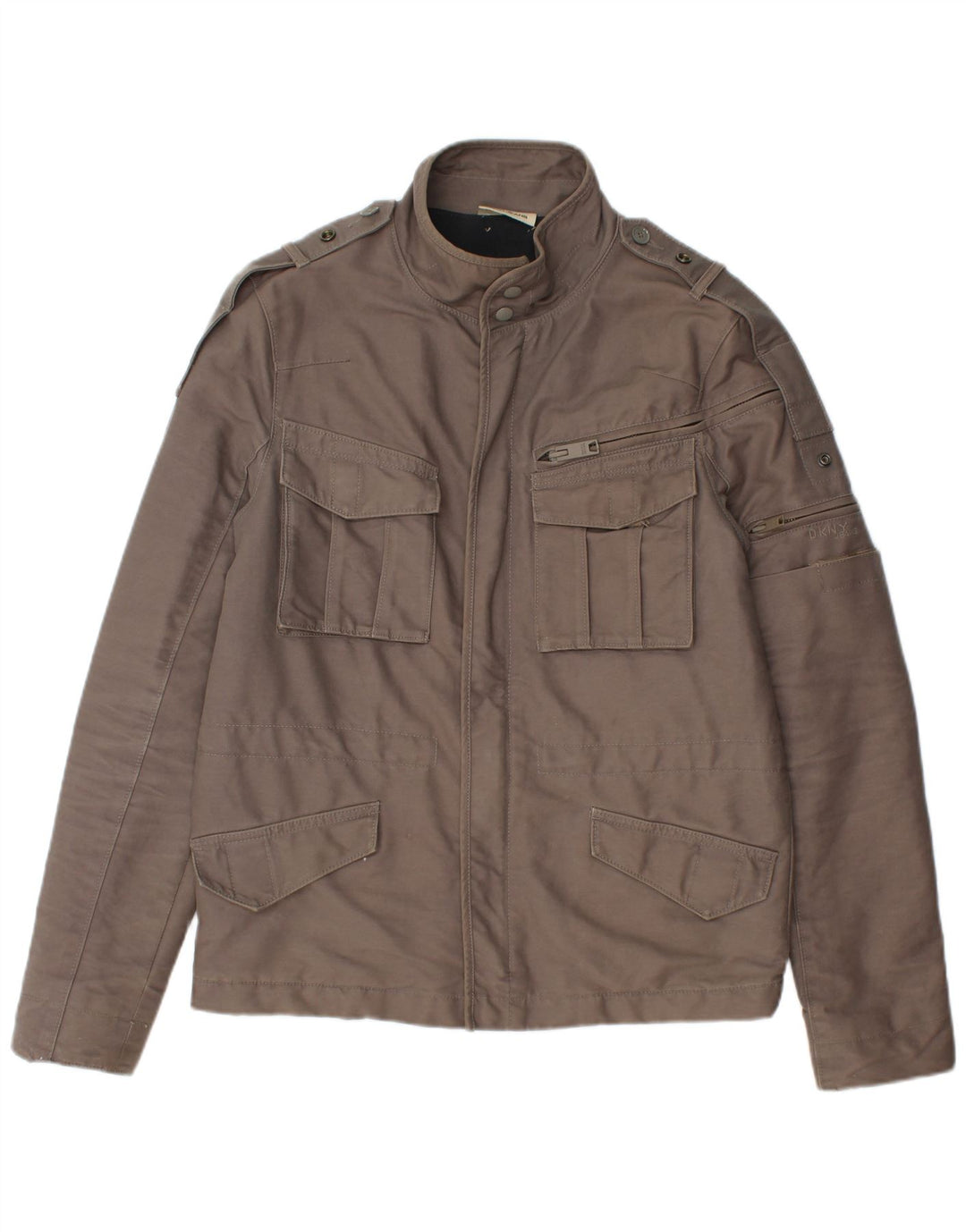 DKNY Mens Military Jacket UK 38 Medium Grey Cotton