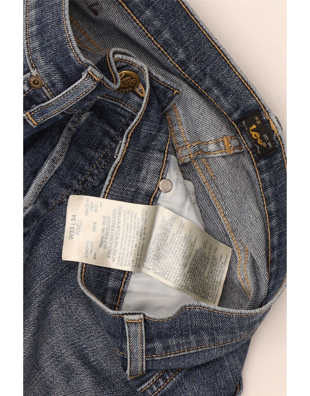Lee Herren Powell Distressed Slim Jeans W33 L34 Blaue Baumwolle