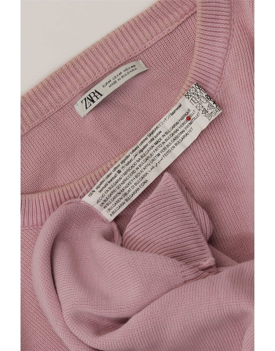 Zara Herren-Pullover mit Rundhalsausschnitt, Mittelrosa, Baumwolle