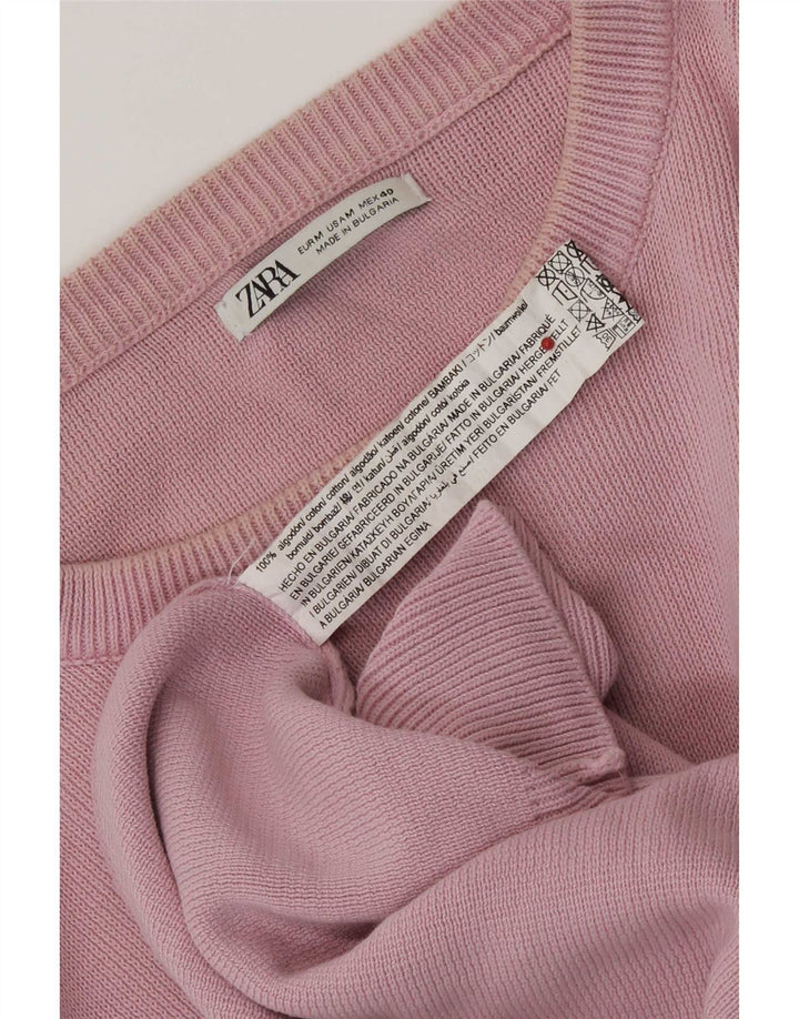 Zara Herren-Pullover mit Rundhalsausschnitt, Mittelrosa, Baumwolle