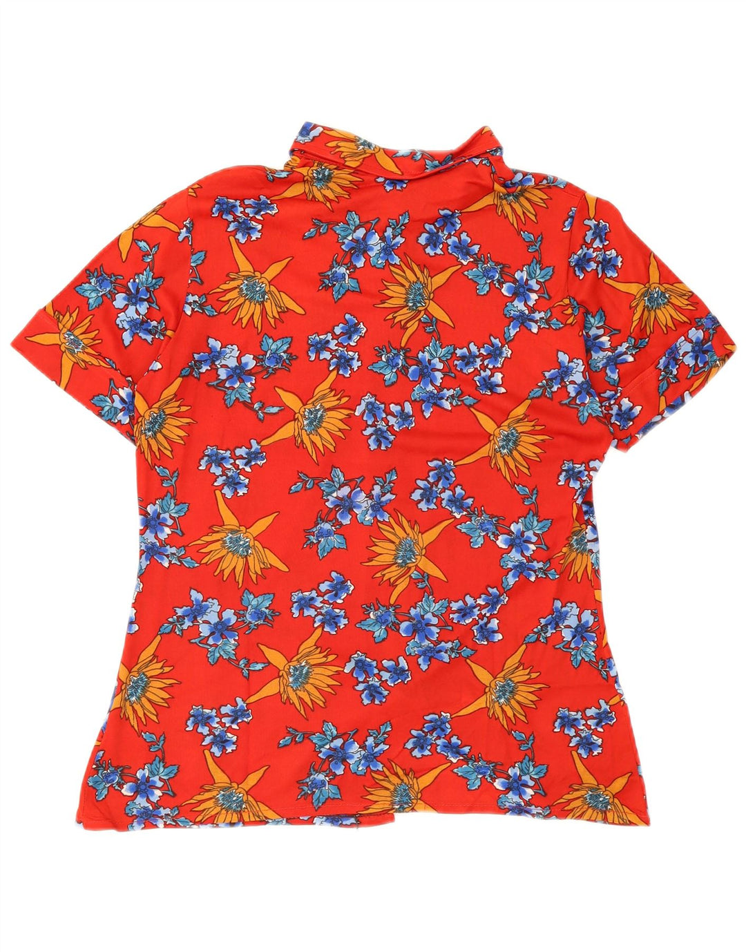 Vintage Damen Kurzarmshirt UK 12 Mittelrot geblümt