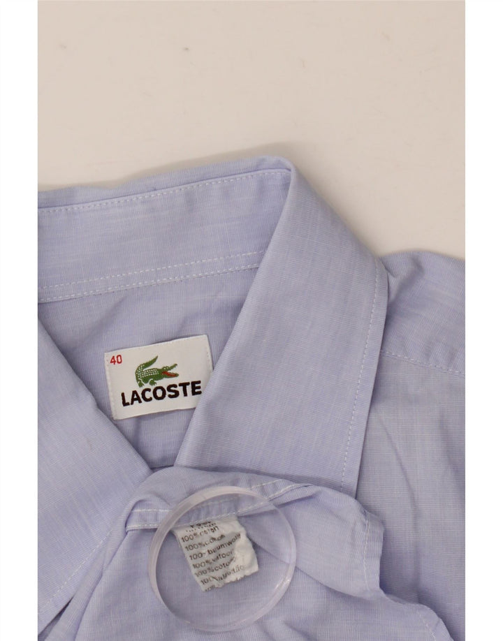 Lacoste Herren-Kurzarmhemd, Größe 40, mittelblaue Baumwolle