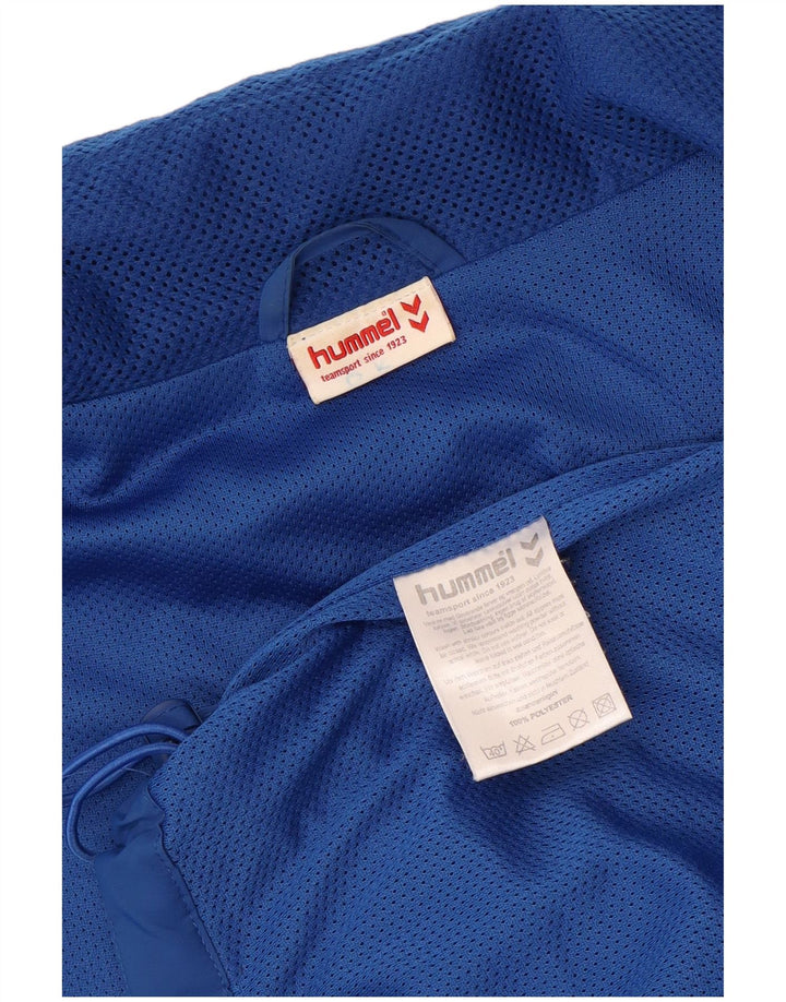 Hummel Herren-Trainingsanzugoberteil mit Grafik, groß, blaues Farbblock-Polyester