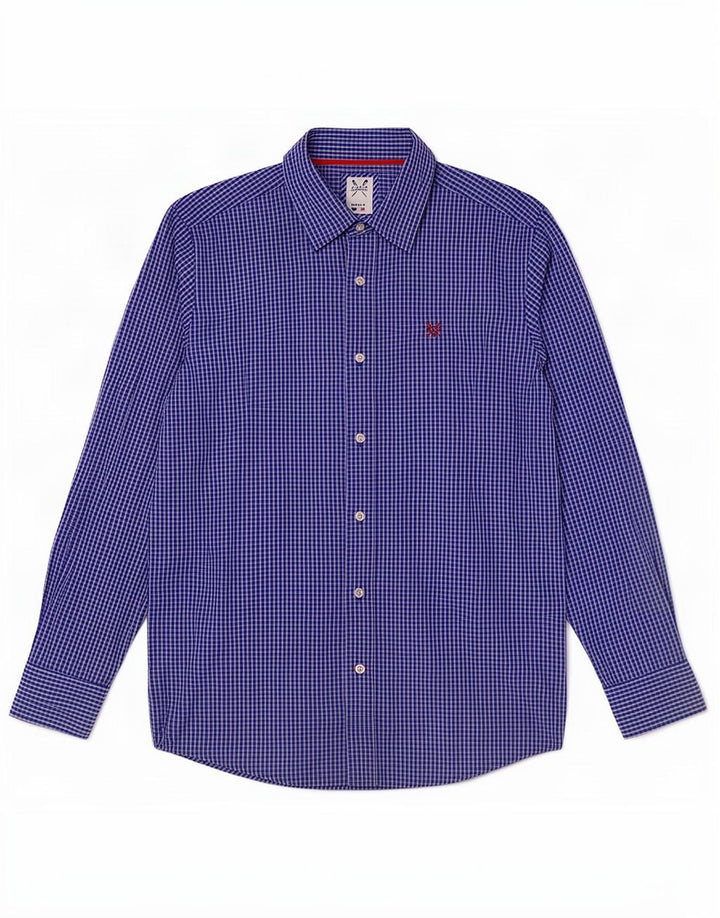 Crew Clothing Herren-Hemd mit klassischer Passform, mittelblau, kariert, Baumwolle