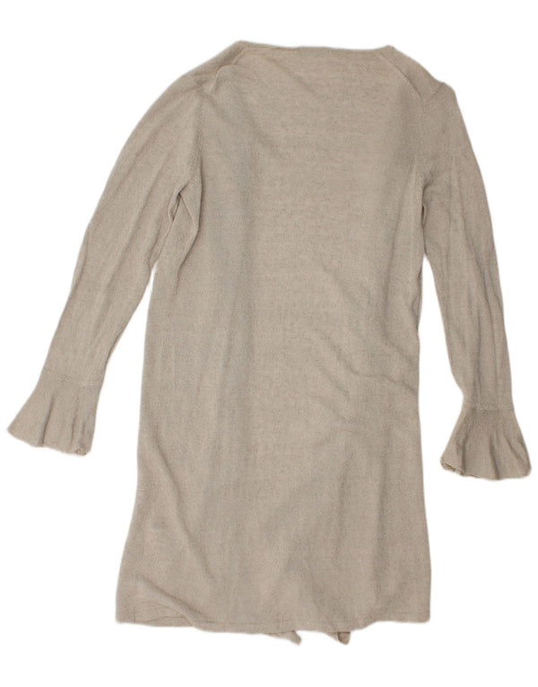 Marks & Spencer Damen Longline-Cardigan-Pullover UK 12 Mittelbeige Leinen