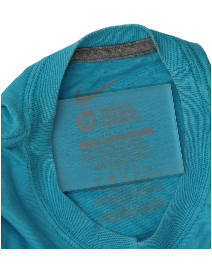 Nike Herren-T-Shirt mit normaler Passform, Grafik, XL, Blau, Baumwolle