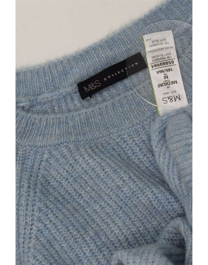 Marks & Spencer Damen-Pullover mit U-Boot-Ausschnitt, UK 14, mittelblau gepunktet