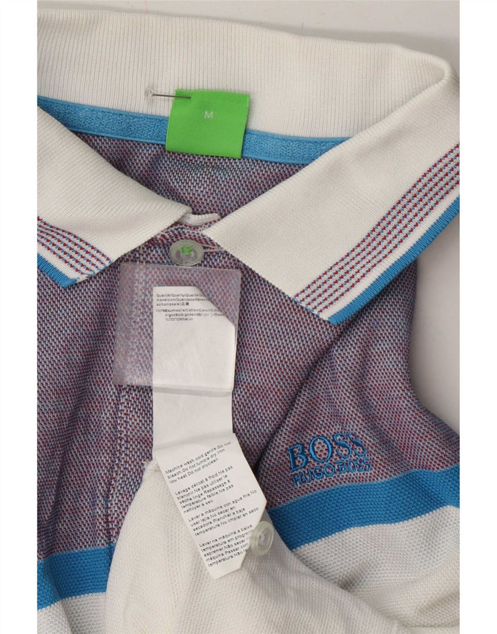 Hugo Boss Herren-Poloshirt aus mittelweißer Colourblock-Baumwolle