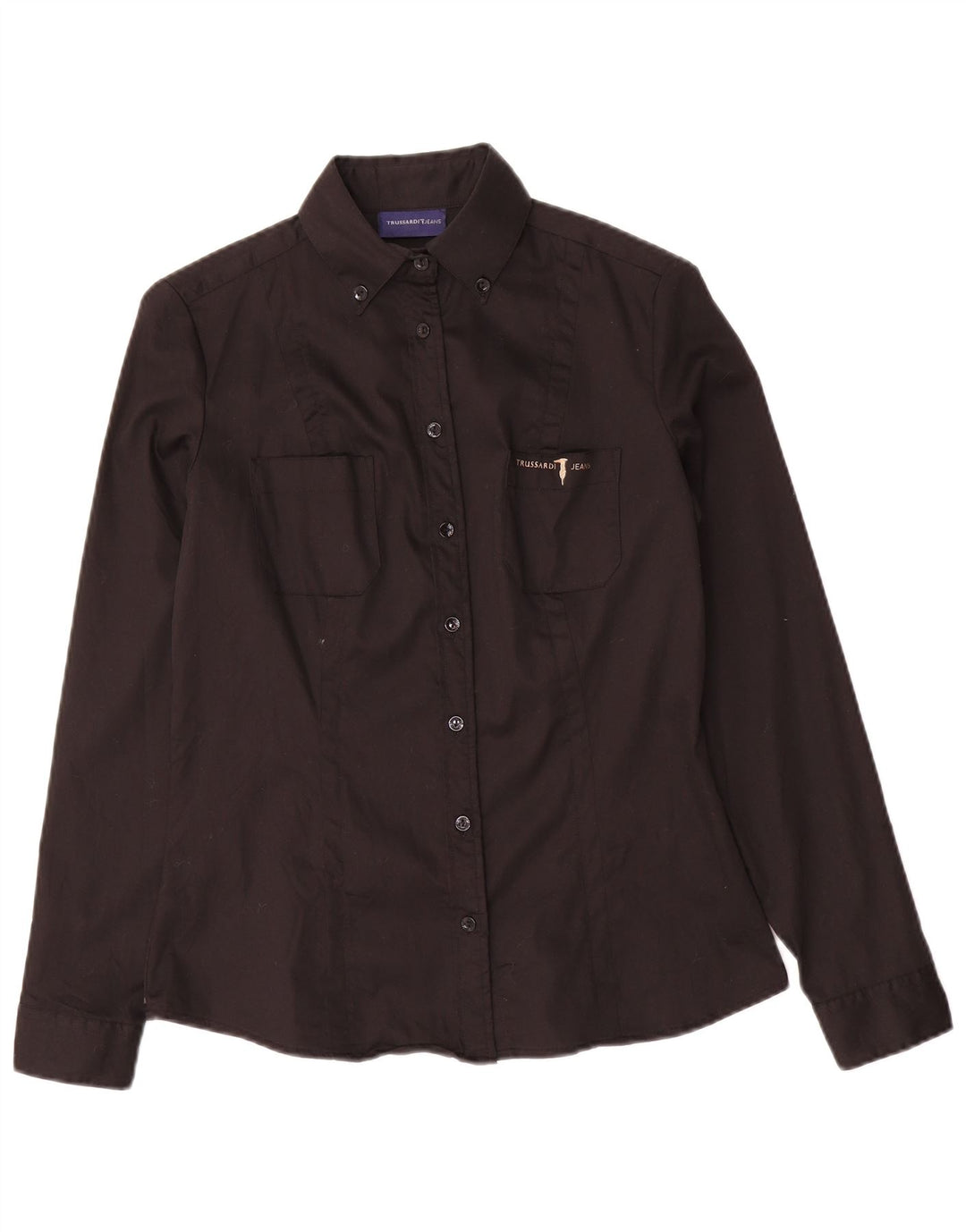 Trussardi Jeans Damenhemd UK 12 Mittelschwarze Baumwolle