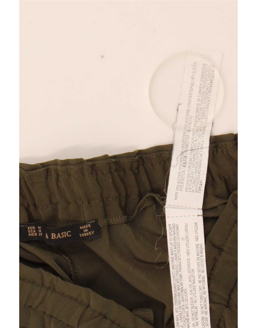Zara Damen Tapered Casual Hose Medium W28 L27 Khaki Polyester