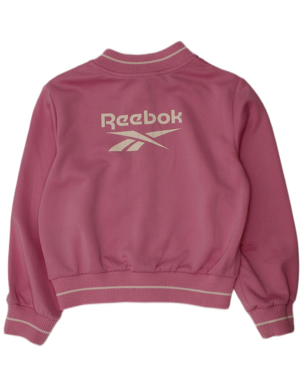 Reebok Mädchen-Trainingsanzugoberteil mit Grafik, 6–7 Jahre, rosa, Polyester