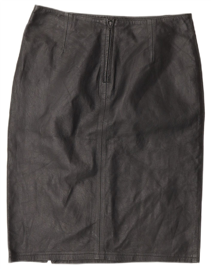 CONBIPEL Damen Lederrock IT 42 Medium W28 Schwarzes Leder