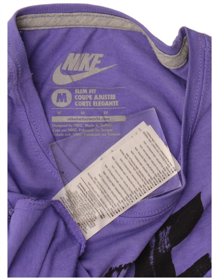 NIKE Damen Slim Fit Graphic T-Shirt Top UK 12 Mittellila Polyester