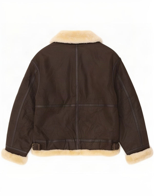 Conbipel Damen Shearling Jacke UK 16 Large Braunes Leder