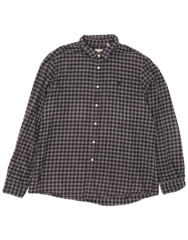 Jack Wills Herren-Flanellhemd mit klassischer Passform, XL, marineblau, Gingham-Baumwolle