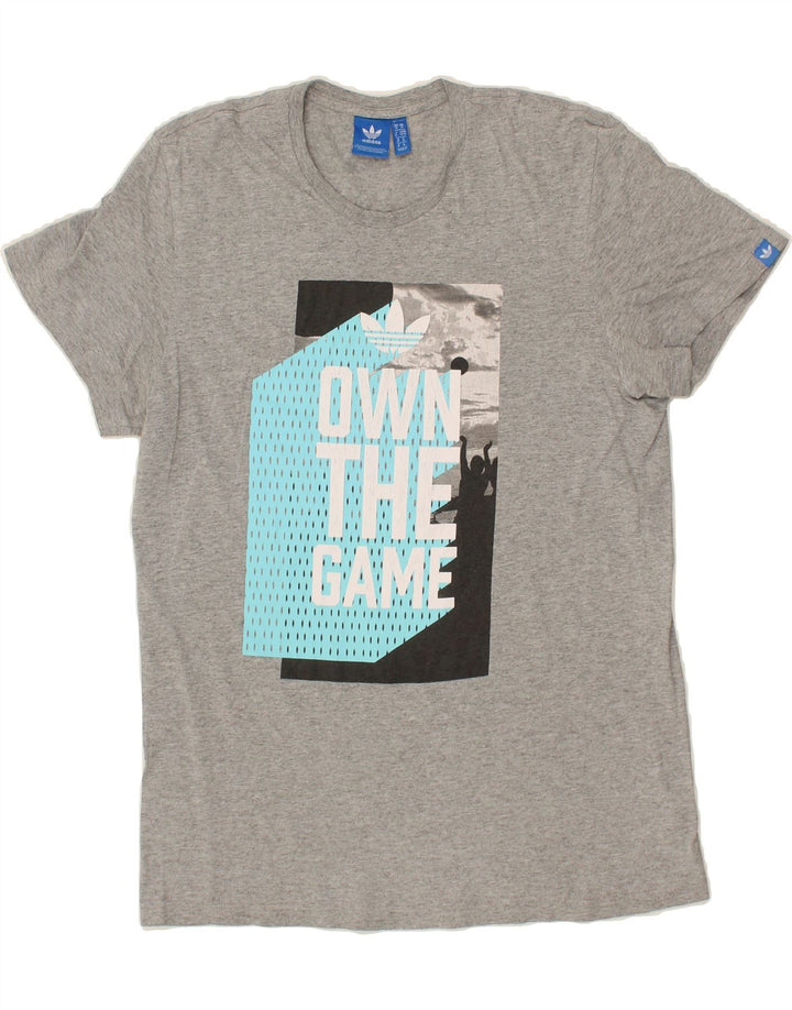 ADIDAS Mens Graphic T-Shirt Top Medium Grey Vintage Adidas and Second-Hand Adidas from Messina Hembry 