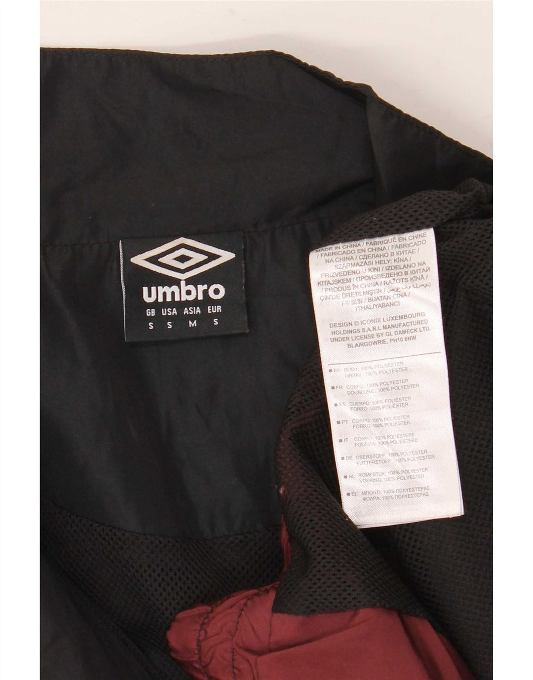 Umbro Herren-Trainingsanzugoberteil mit Grafik, Größe S, Kastanienbraun, Farbblock-Polyester