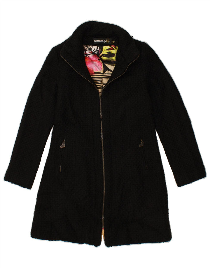 DESIGUAL Womens Overcoat EU 40 Medium Black Polyester Vintage Desigual and Second-Hand Desigual from Messina Hembry 