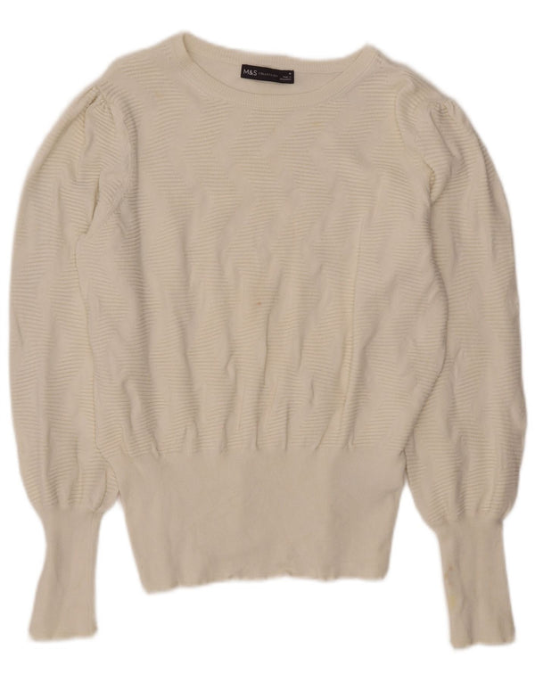 Marks & Spencer Damen-Pullover mit U-Boot-Ausschnitt, Gr. 12, Mittel, gebrochenes Weiß