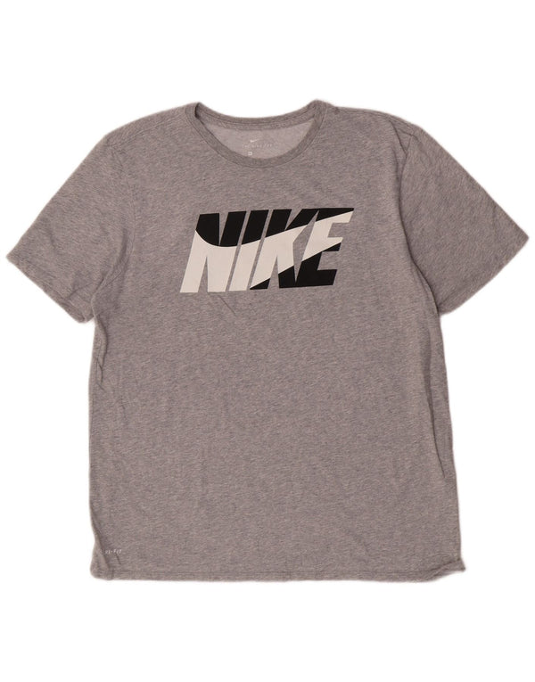 NIKE Herren-T-Shirt mit sportlichem Schnitt und Grafik, XL, grau gefleckte Baumwolle