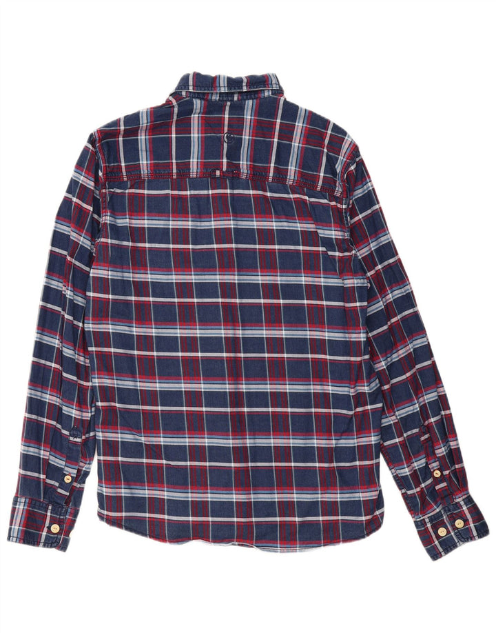 Fat Face Herren-Flanellhemd mit klassischer Passform, mittelblau, kariert, Baumwolle