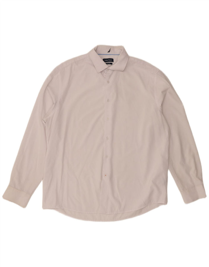 Nautica Herren-Slim-Fit-Hemd, Größe 17 1/2 XL, weißes Polyester