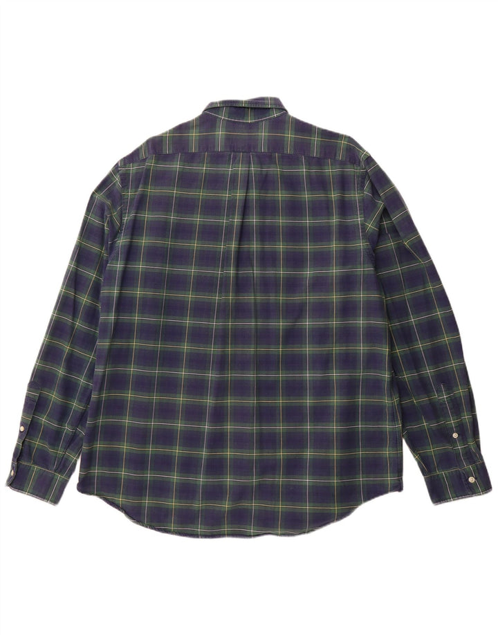 RALPH LAUREN Herren Flanellhemd XL Marineblau kariert Baumwolle