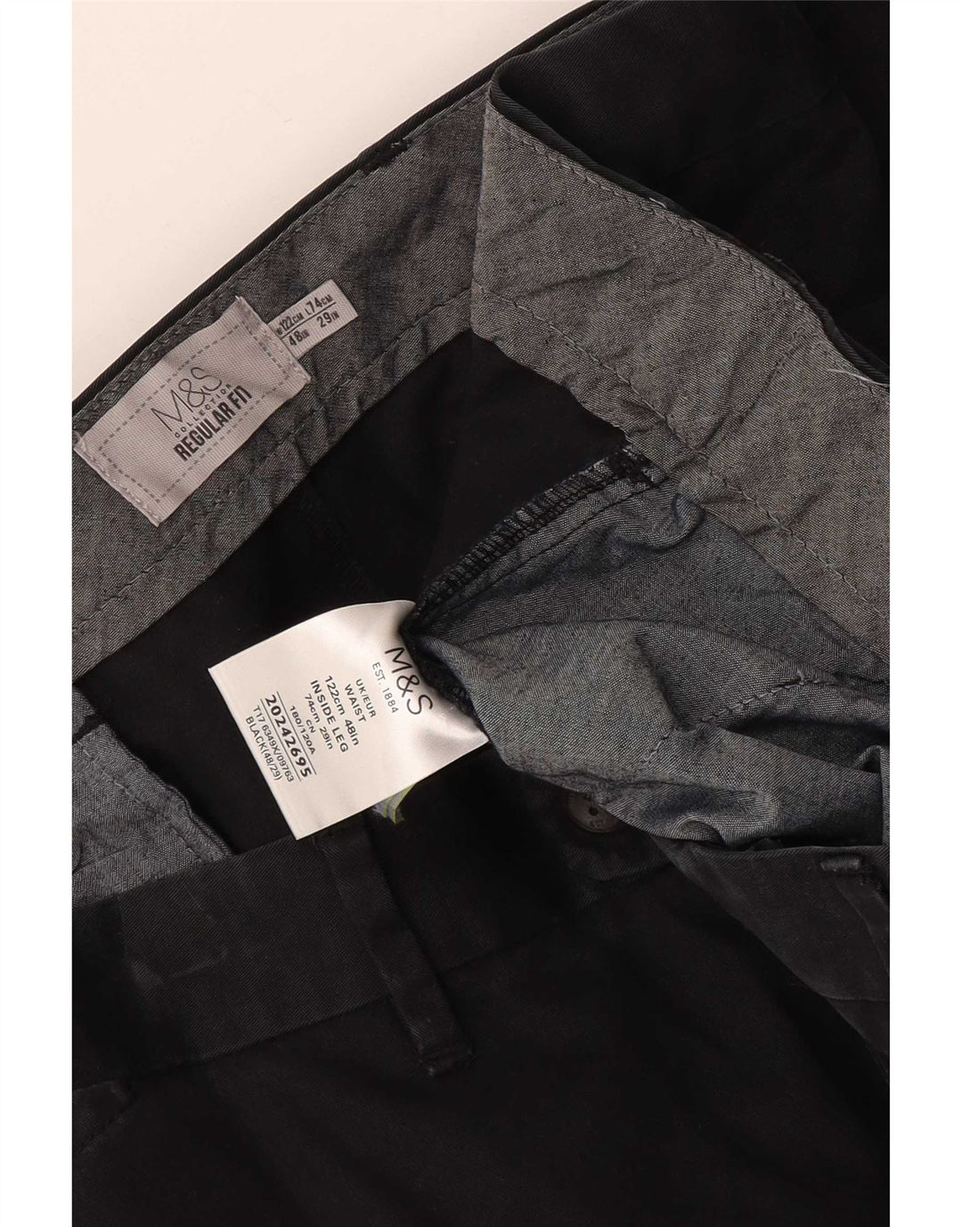 Marks & Spencer Herren-Chinoshorts mit normaler Passform, W48, 4XL, schwarze Baumwolle