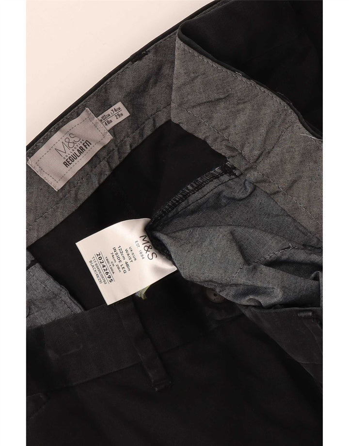 Marks & Spencer Herren-Chinoshorts mit normaler Passform, W48, 4XL, schwarze Baumwolle