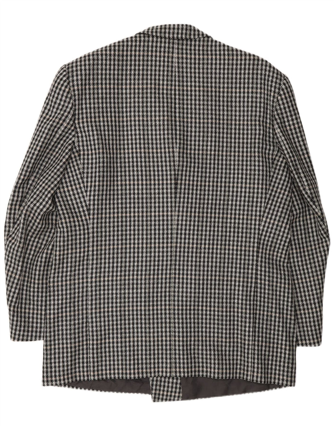 VINTAGE Herren Zweireiher Blazer Jacke EU 56 3XL Schwarz Fischgrätenmuster