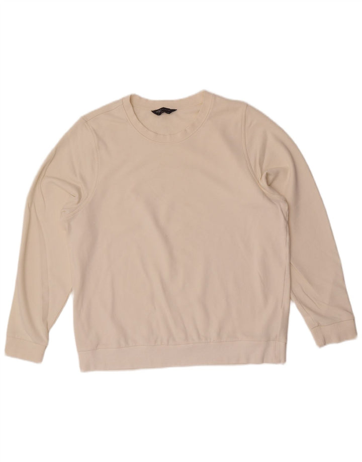 Marks & Spencer Damen Sweatshirt Pullover UK 18 XL Weiße Baumwolle