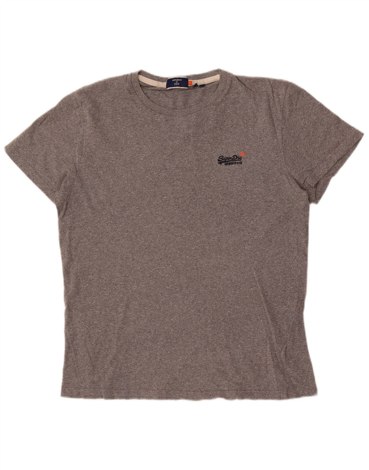 Superdry Herren-T-Shirt-Oberteil, groß, grau gefleckte Baumwolle