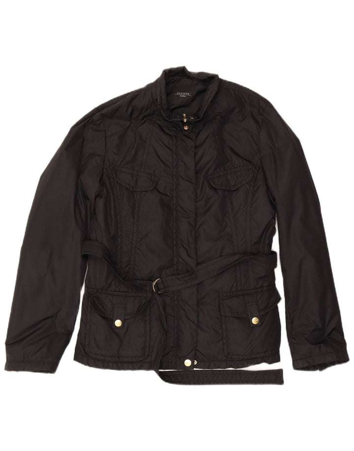 Max Mara Damen Weekend Utility Jacke UK 18 XL Schwarz Polyamid
